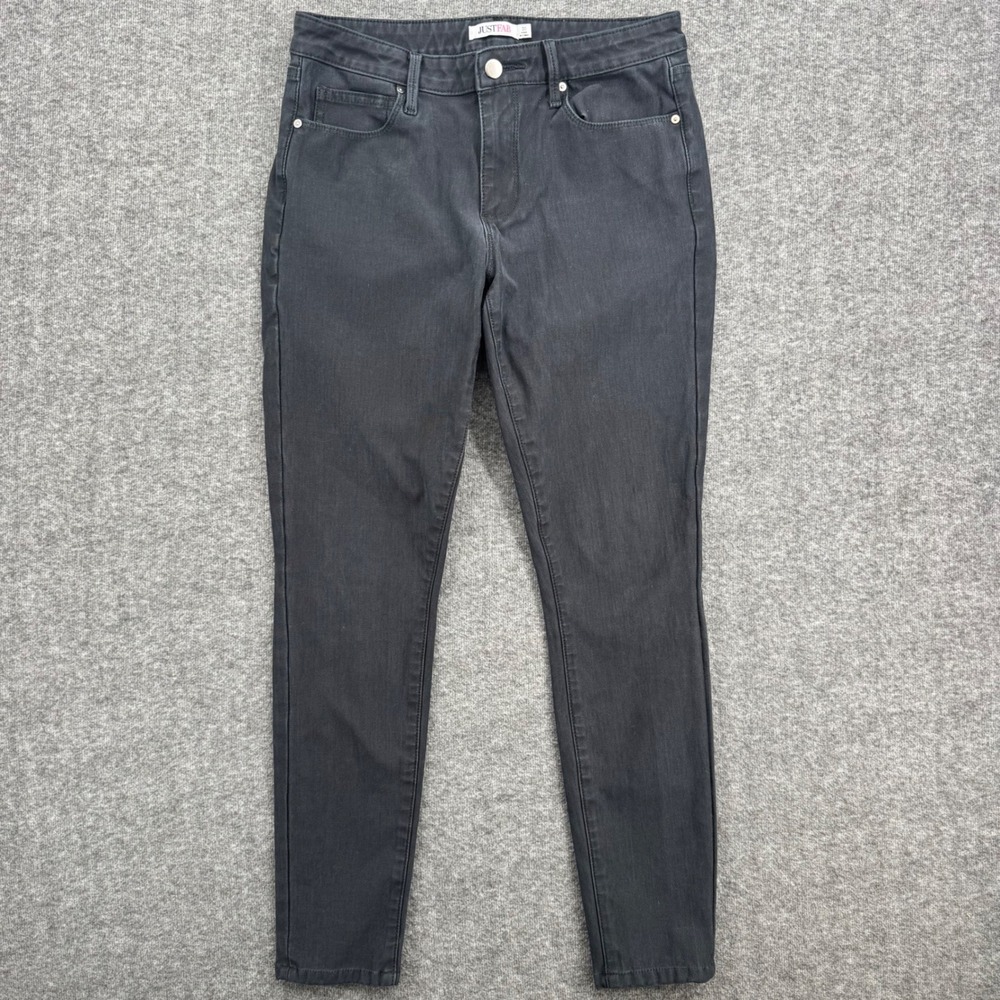 JustFab Womens Size 30 Black Skinny Jeans Mid Rise Faded Wash Denim Pants